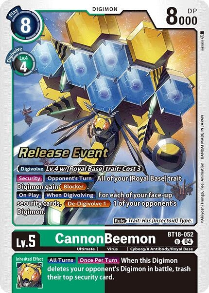Image for CannonBeemon (BT18-052 U) (Release Special Booster 2.0 Celebration Event Cards) (BT18-19_PR) - Digimon Card Game
