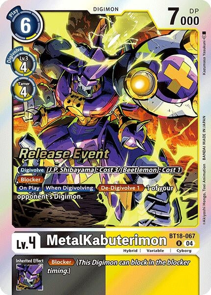 Image for MetalKabuterimon (BT18-067 R) (Release Special Booster 2.0 Celebration Event Cards) (BT18-19_PR) - Digimon Card Game