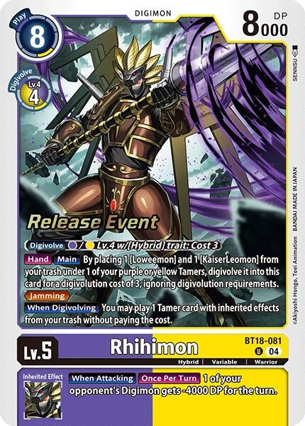 Image for Rhihimon (BT18-081 U) (Release Special Booster 2.0 Celebration Event Cards) (BT18-19_PR) - Digimon Card Game