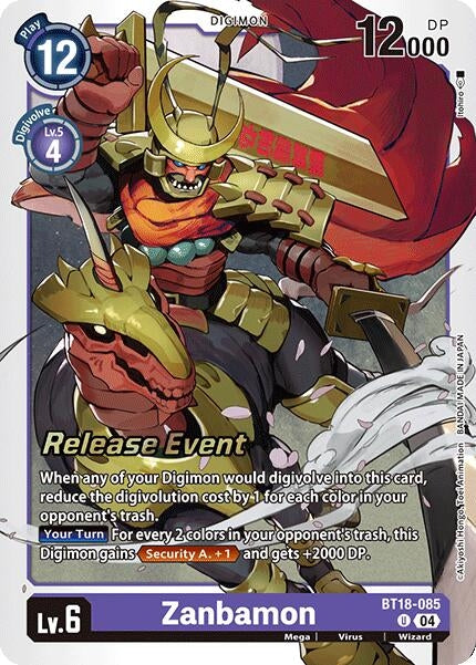 Image for Zanbamon (BT18-085 U) (Release Special Booster 2.0 Celebration Event Cards) (BT18-19_PR) - Digimon Card Game