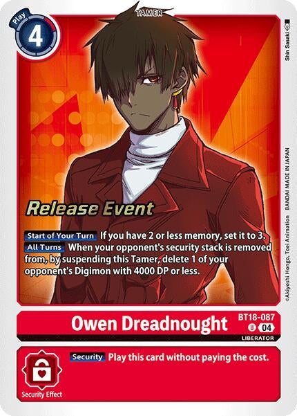 Image for Owen Dreadnought (BT18-087 U) (Release Special Booster 2.0 Celebration Event Cards) (BT18-19_PR) - Digimon Card Game