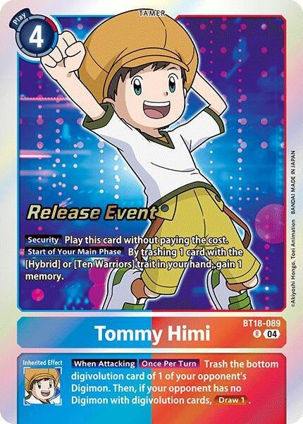 Image for Tommy Himi (BT18-089 R) (Release Special Booster 2.0 Celebration Event Cards) (BT18-19_PR) - Digimon Card Game