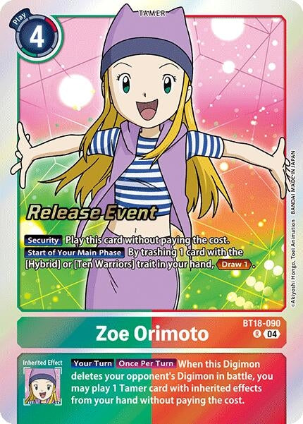 Image for Zoe Orimoto (BT18-090 R) (Release Special Booster 2.0 Celebration Event Cards) (BT18-19_PR) - Digimon Card Game