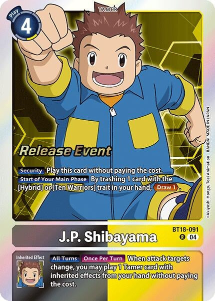 Image for J.P. Shibayama (BT18-091 R) (Release Special Booster 2.0 Celebration Event Cards) (BT18-19_PR) - Digimon Card Game