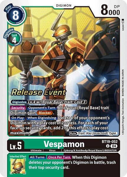 Image for Vespamon (BT19-052 U) (Release Special Booster 2.0 Celebration Event Cards) (BT18-19_PR) - Digimon Card Game