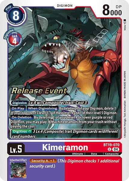 Image for Kimeramon - BT19-070 (BT19-070 U) (Release Special Booster 2.0 Celebration Event Cards) (BT18-19_PR) - Digimon Card Game