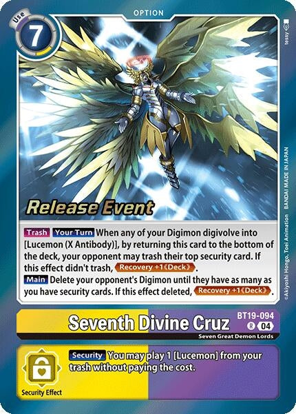 Image for Seventh Divine Cruz (BT19-094 R) (Release Special Booster 2.0 Celebration Event Cards) (BT18-19_PR) - Digimon Card Game
