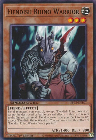 Image for Fiendish Rhino Warrior (SBC2-ENE07) [SBC2]