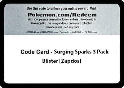 Image for Code Card - Surging Sparks 3 Pack Blister [Zapdos] [SV08]