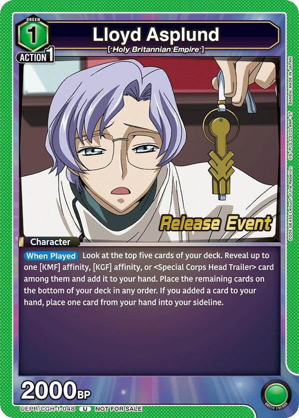 Image for Lloyd Asplund (UEPR/CGH-1-048) [UE04BT: Code Geass: Lelouch of the Rebellion Release Event Cards]