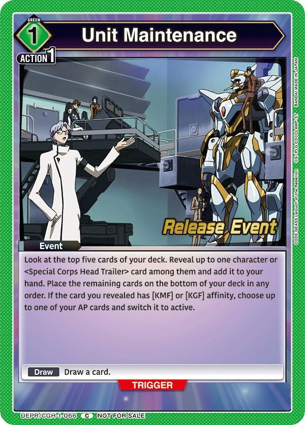Image for Unit Maintenance (UEPR/CGH-1-066) [UE04BT: Code Geass: Lelouch of the Rebellion Release Event Cards]