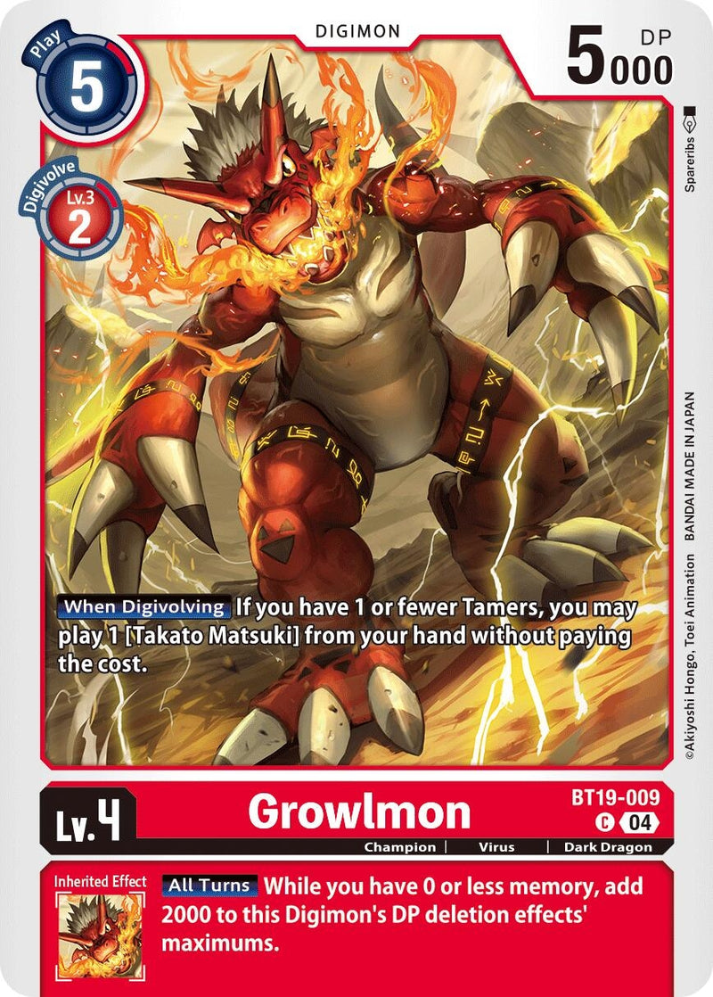 Image for Growlmon (BT19-009 C) (Release Special Booster 2.5) (BT19-20) - Digimon Card Game