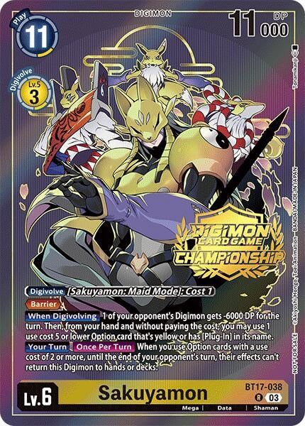Image for Sakuyamon (Championship 2024 Gold Stamp Card Set) (BT17-038 R) [BT17]