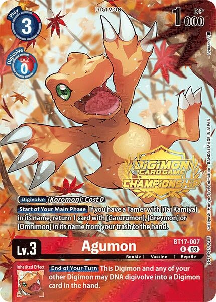 Image for Agumon (Championship 2024 Tamers Pack) (BT17-007 R) [BT17]