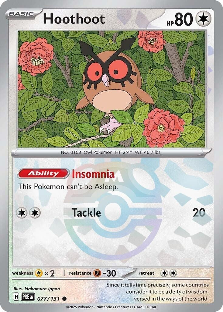 Image for Hoothoot (Master Ball Pattern) (077/131) (SV: Prismatic Evolutions) - Pokemon