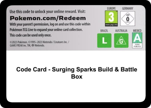 Image for Code Card - Surging Sparks Build & Battle Box (SV08: Surging Sparks) - Pokemon