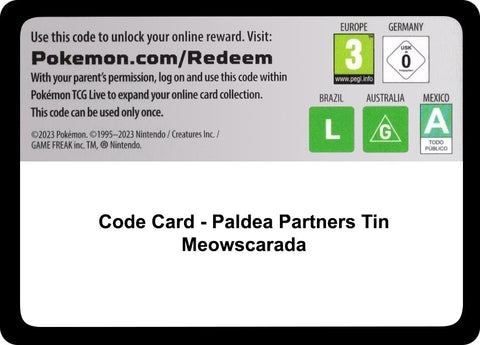 Image for Code Card - Paldea Partners Tin (Meowscarada) (Miscellaneous Cards & Products) - Pokemon