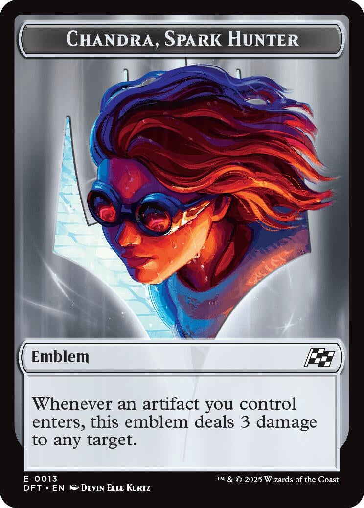 Image for Emblem - Chandra, Spark Hunter // Vehicle Double-Sided Token (13 // 12) (DFT)