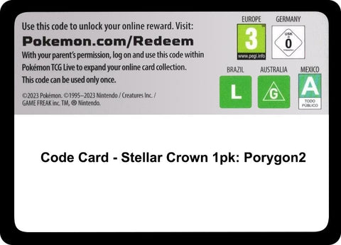 Image for Code Card - Stellar Crown Single Pack Blister [Porygon2] (SV07: Stellar Crown) - Pokemon