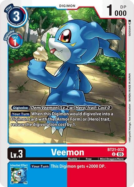 Image for Veemon (BT21-032 U) (World Convergence) (BT-21) - Digimon Card Game