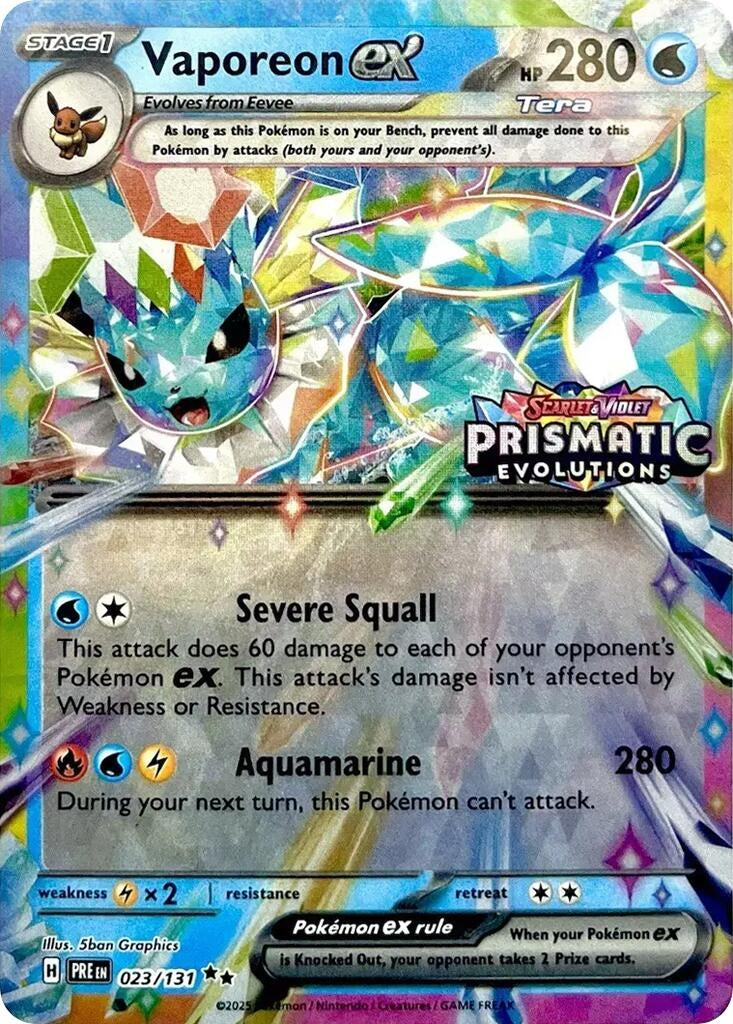 Image for Vaporeon ex - 023/131 (Prismatic Evolutions Stamp) (023/131) (Miscellaneous Cards & Products) - Pokemon