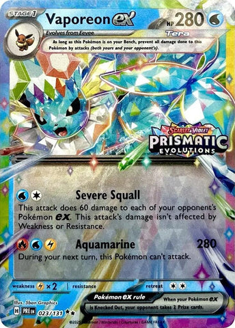 Image for Vaporeon ex - 023/131 (Prismatic Evolutions Stamp) (023/131) (Miscellaneous Cards & Products) - Pokemon