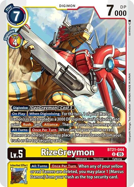 Image for RizeGreymon (BT21-044 U) (World Convergence) (BT-21) - Digimon Card Game
