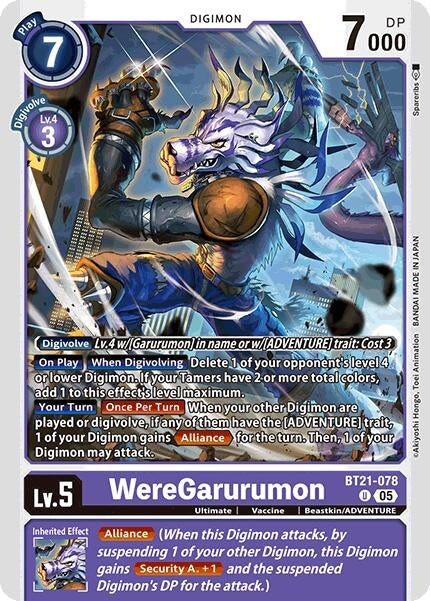 Image for WereGarurumon (BT21-078 U) (World Convergence) (BT-21) - Digimon Card Game