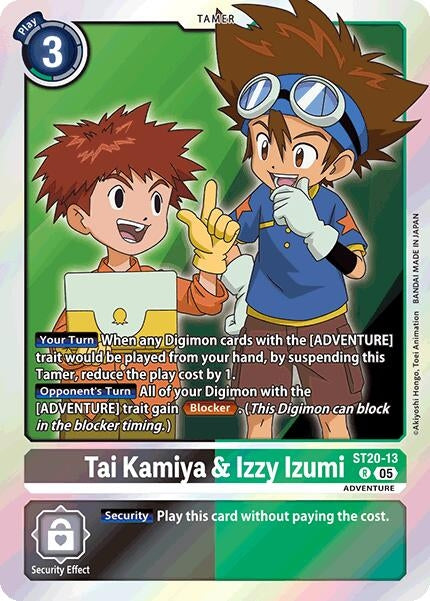 Image for Tai Kamiya & Izzy Izumi (ST20-13 R) (Starter Deck 20: Protector of Light) (ST-20) - Digimon Card Game
