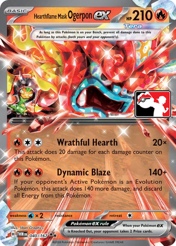 Image for Hearthflame Mask Ogerpon ex (040/167) (Prize Pack Series Cards) - Pokemon