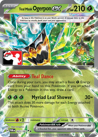 Image for Teal Mask Ogerpon ex (025/167) (Prize Pack Series Cards) - Pokemon