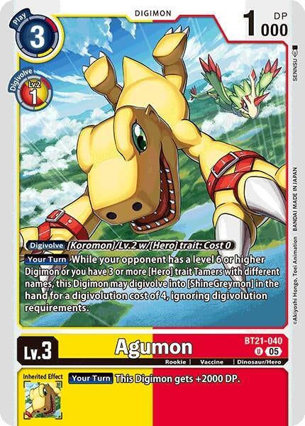 Image for Agumon - BT21-040 (BT21-040 U) (World Convergence) (BT-21) - Digimon Card Game