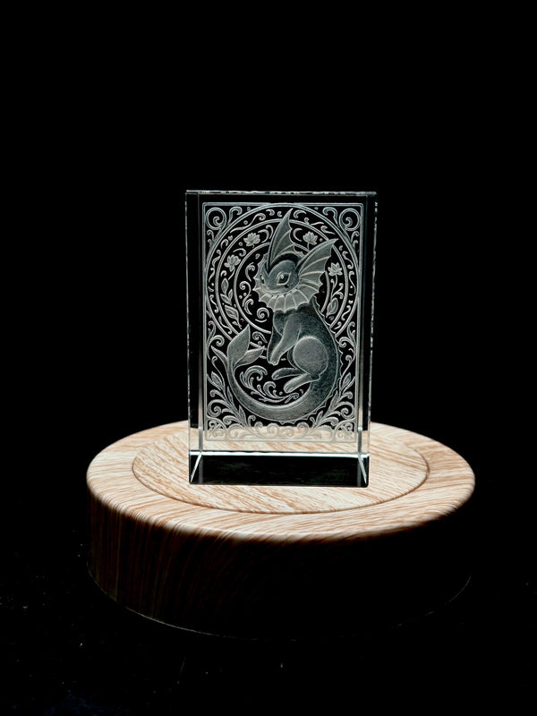 Vaporeon Floral 3D Crystal Engraving – Pokémon Laser Crystal Display