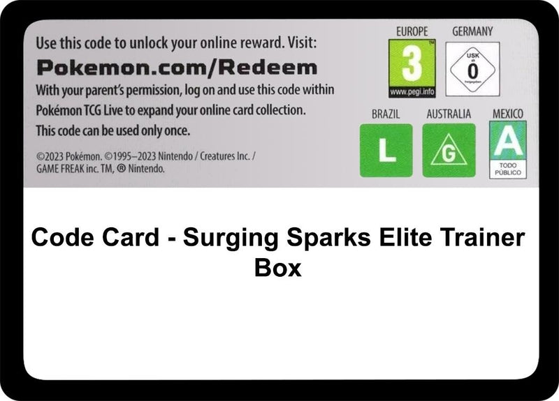 Image for Code Card - Surging Sparks Elite Trainer Box (SV08: Surging Sparks) - Pokemon