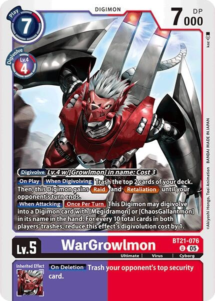 Image for WarGrowlmon (BT21-076 U) (World Convergence) (BT-21) - Digimon Card Game