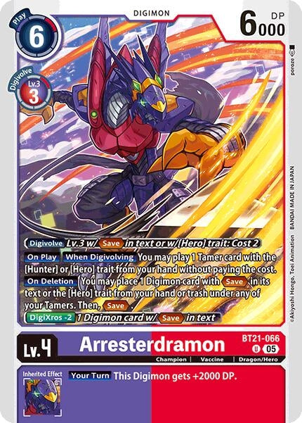 Image for Arresterdramon (BT21-066 U) (World Convergence) (BT-21) - Digimon Card Game