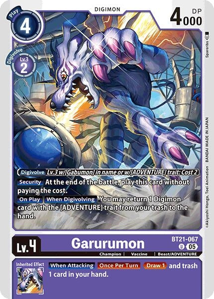 Image for Garurumon (BT21-067 U) (World Convergence) (BT-21) - Digimon Card Game