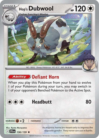 Image for Hop's Dubwool (136/159) (SV09: Journey Together) - Pokemon