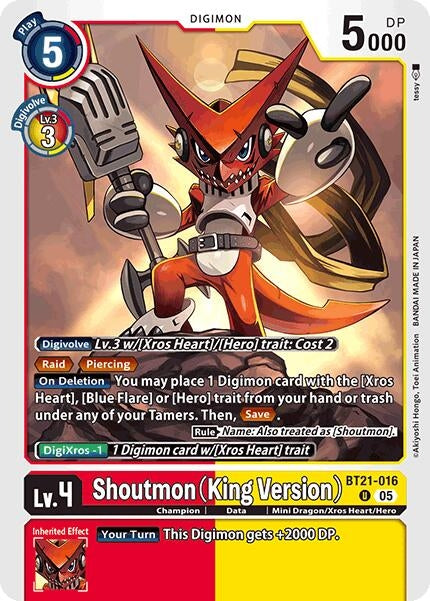 Image for Shoutmon (King Version) (BT21-016 U) (World Convergence) (BT-21) - Digimon Card Game
