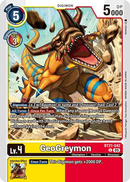Image for GeoGreymon (BT21-042 C) (World Convergence) (BT-21) - Digimon Card Game