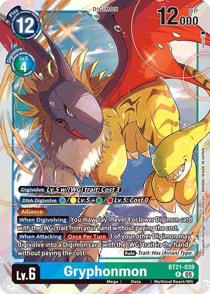 Image for Gryphonmon (BT21-039 R) (World Convergence) (BT-21) - Digimon Card Game