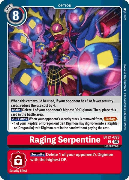 Image for Raging Serpentine (BT21-093 C) (World Convergence) (BT-21) - Digimon Card Game