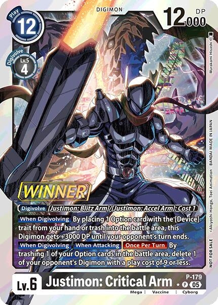Image for Justimon: Critical Arm (Store Tournament 2025 Vol.2 Winner Pack) (P-179 P) (Digimon Promotion Cards) (D-PR) - Digimon Card Game