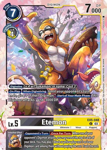 Image for Etemon (Regulation Battle Vol. 1) (EX5-048 U) (EX05) - Digimon Card Game