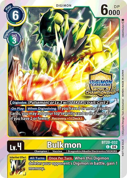 Image for Bulkmon (Regionals 25-26 Champion Card Set Season 1) (BT20-032 C)