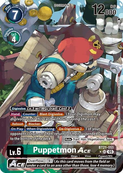 Image for Puppetmon ACE (Alternate Art) (BT21-051 SR) (World Convergence) (BT-21) - Digimon Card Game