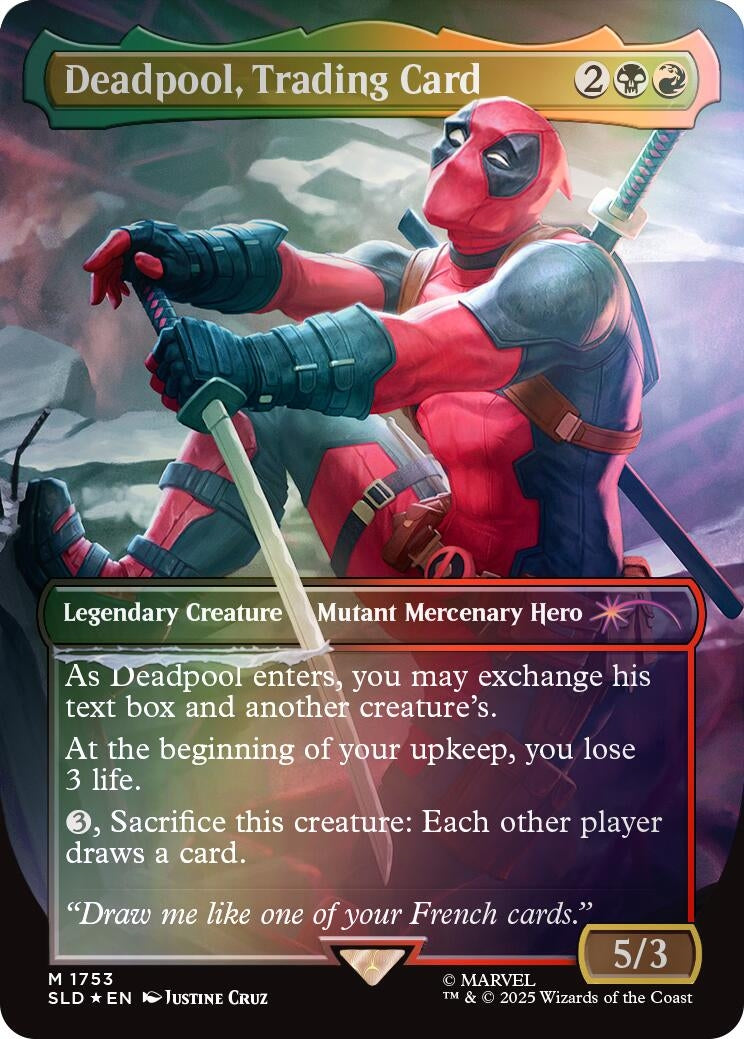 Image for Deadpool, Trading Card (Rainbow Foil) (1753) (Secret Lair Drop Series) - Magic: The Gathering