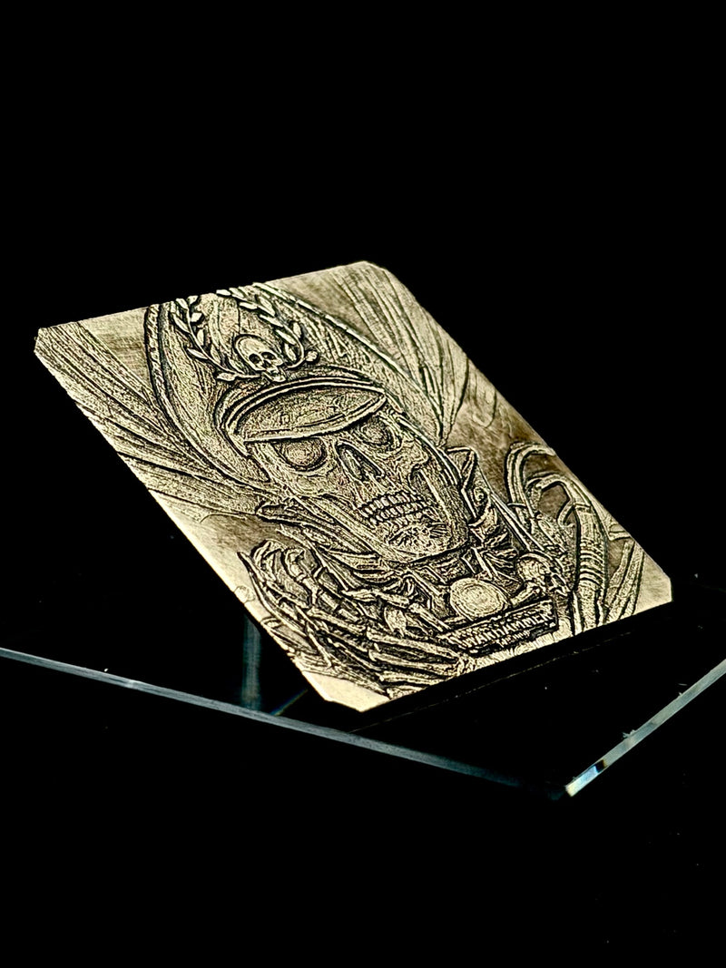 Commander Skull Bust - Warhammer 40K Inspired Brass Engraved Pin