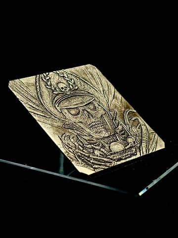 Commander Skull Bust - Warhammer 40K Inspired Brass Engraved Pin