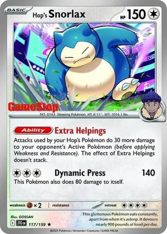 Image for Hop's Snorlax - 117/159 (GameStop) (Cosmos Holo) (117/159) (Miscellaneous Cards & Products) - Pokemon